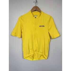 Le Col Cycling Ride Jersey Shirt Men XL Yellow Short Sleeve Zip Back Pockets NWT